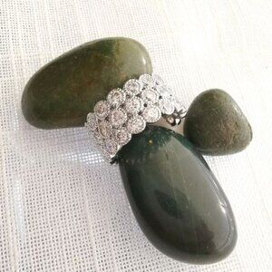 NWT Silver 3 row Eternity CZ ring size 7